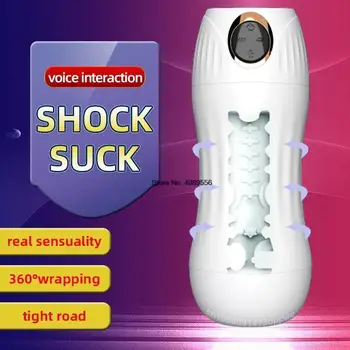 Titreşimli mastürbasyon kupası Vajinal Masturbator Titreşim Penis Masajı Gerçekçi Silikon Vajina Oral Makinesi 18 Pussy